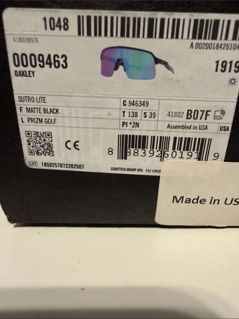 Oakley Sutro Lite  Prizm Golf Lenses,  Matte Black Frame
